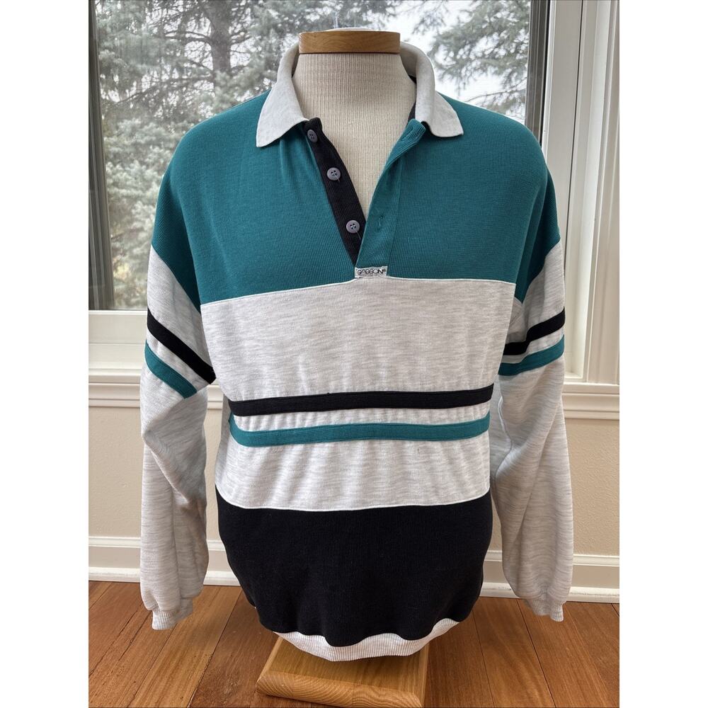 VINTAGE Sasson Pullover Collared Long Sleeve Sweatshirt Men's Size L Large